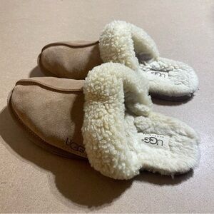 UGG Tan and Cream Shearling Slippers